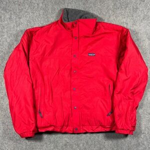 Vintage 90s Patagonia Shelled Synchilla Jacket Mens L Red Fleece Bomber USA *